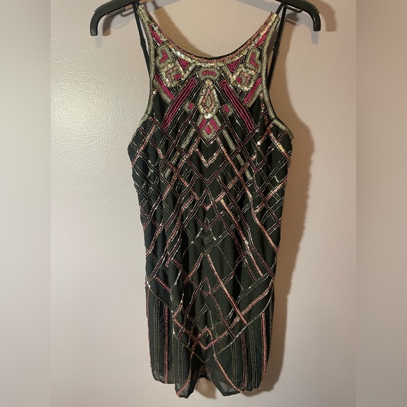 Parker Dresses & Skirts - Parker Silk Beaded Mini Dress NWT S Black Gatsby Art Deco Cocktail Party Formal